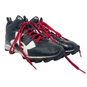 Under Armour Shoes Youth 6 6Y Black White Football Cleats Red Laces 1286601‎ 001
